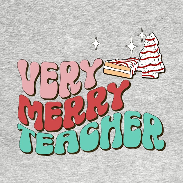 Teacher Christmas Cake Retro Groovy Christmas Vibes by SilverLake